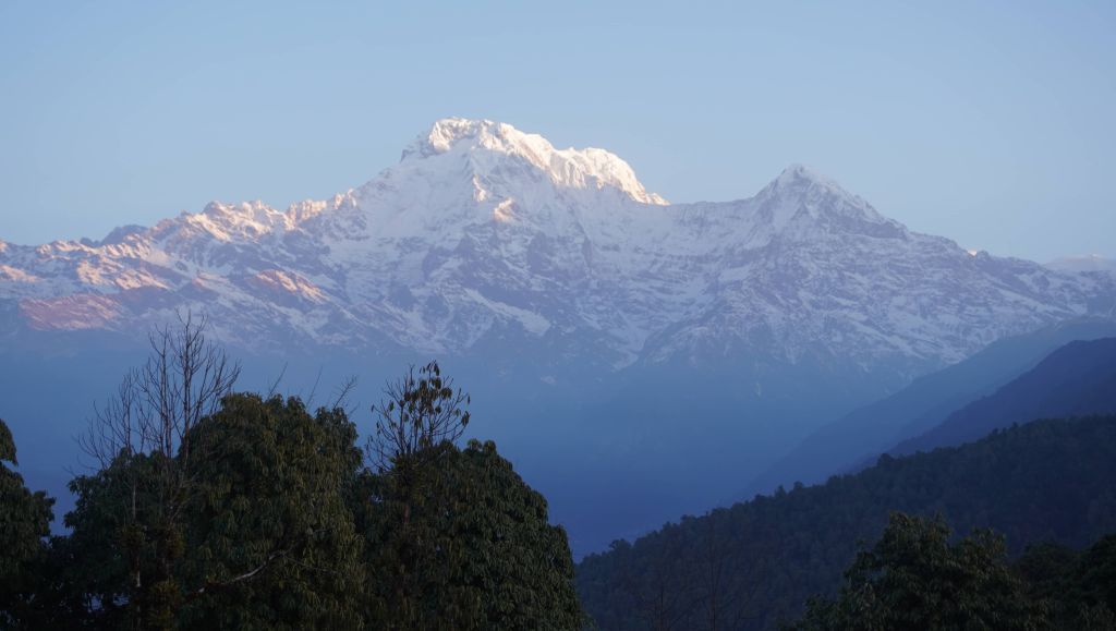 Annapurna south and Hunchuli Mountain view seen from Australian Camp Nepal.